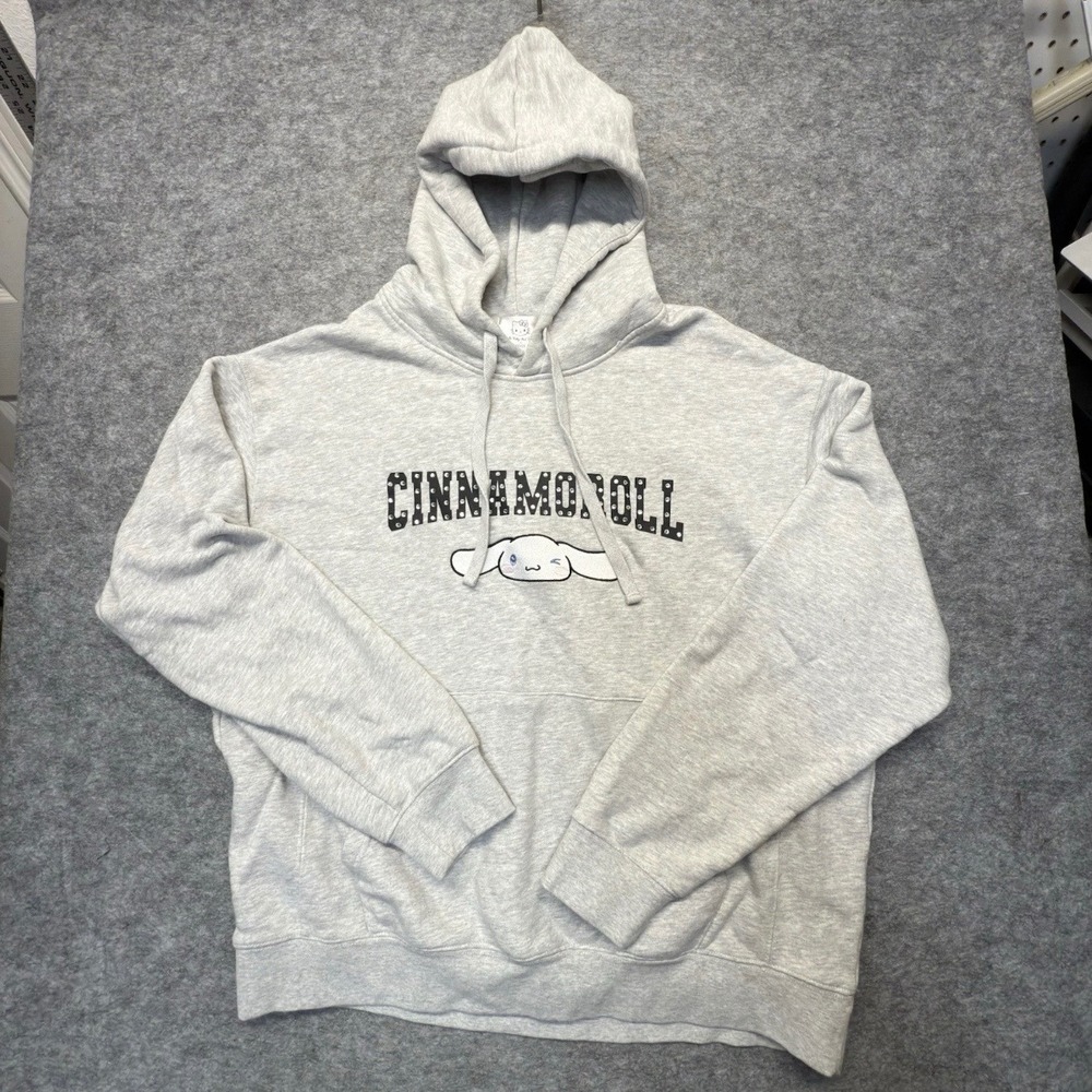 Forever 21 Hoodie Mens XL Cinnamoroll Rhinestone Cotton Grey Solid